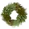 14" Green Cedar Succulent & Day Grass Artificial Spring Wreath
